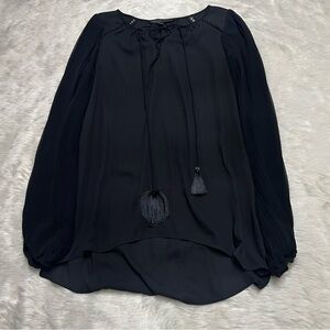 White House Black Market WHBM chiffon blouse with pleated sleeves‎